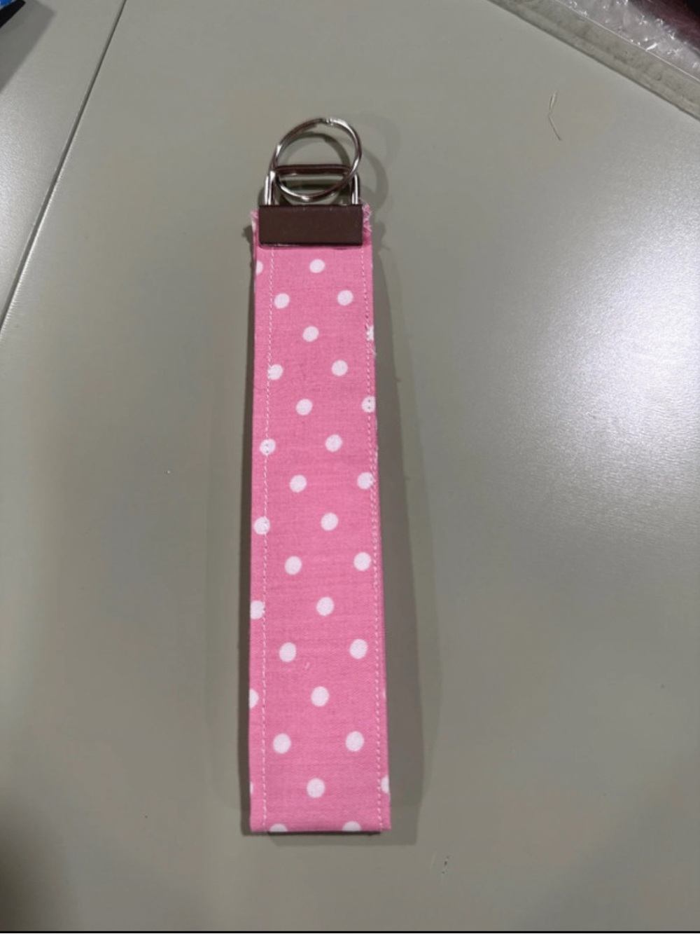 Pink Polka Dot Wristlet Key Fob
